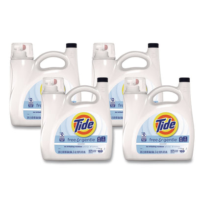 Tide® Free and Gentle Liquid Laundry Detergent, HE Compatible, 100 Loads, 132 oz Bottle, 4/Carton (PGC12140)