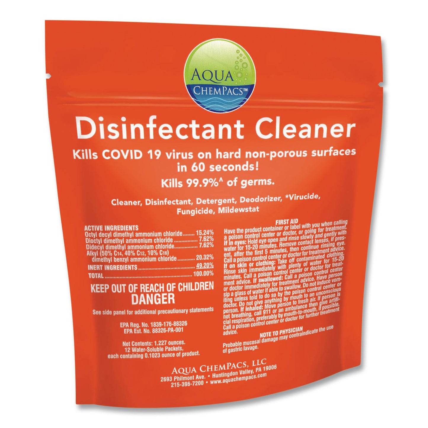 Diversey™ Disinfectant Cleaner, Marine Scent, 2.9 g Packets, 12 Packets/Bag with 1 qt Spray Bottle (DVO9321111)