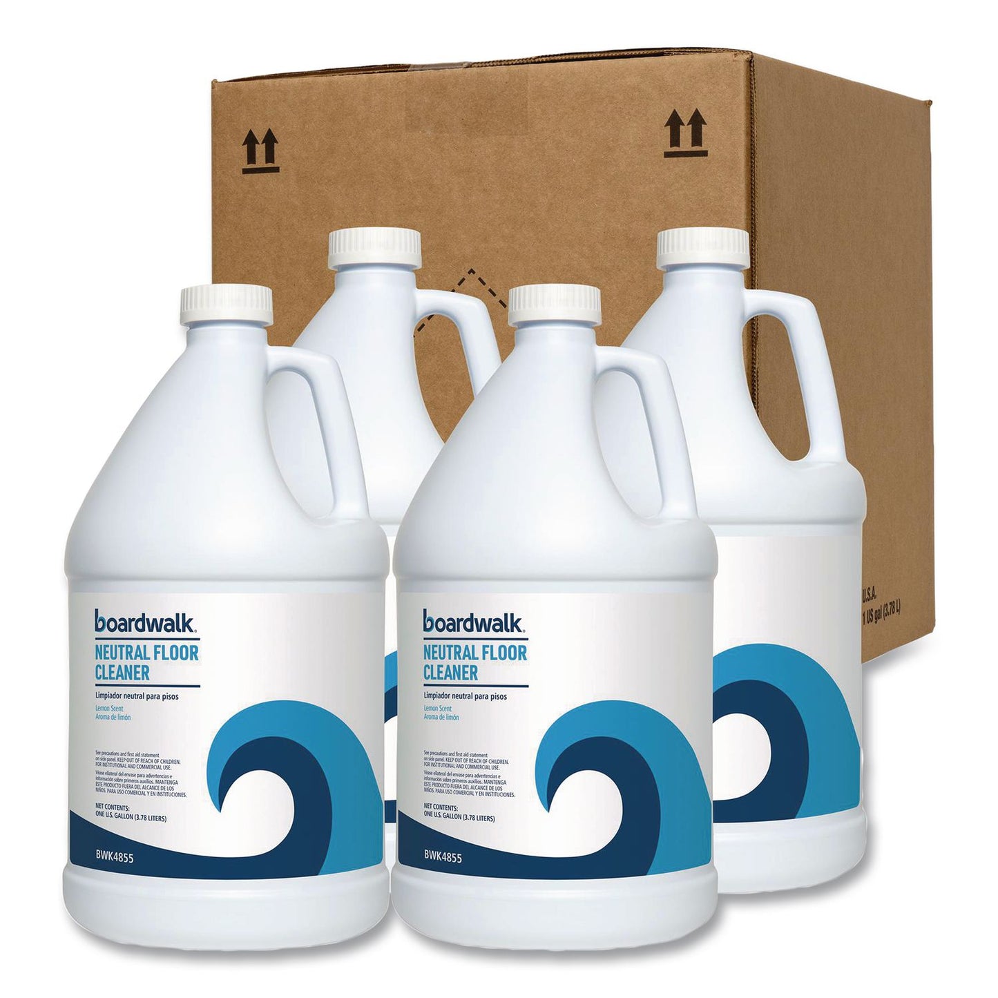 Boardwalk® Neutral Floor Cleaner, Lemon Scent, 1 gal Bottle, 4/Carton (BWK4855)
