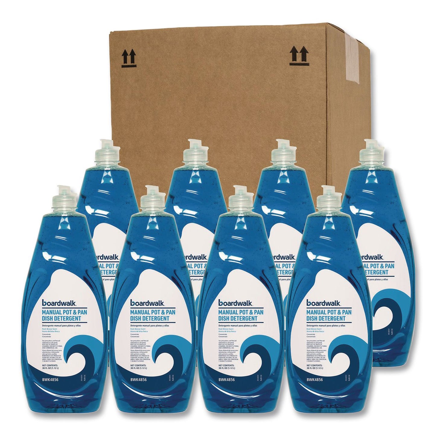 Boardwalk® Manual Pot and Pan Dish Detergent, Fresh Breeze Scent, 38 oz Bottle, 8/Carton (BWK4856)