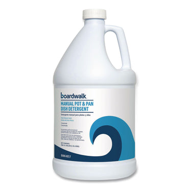 Boardwalk® Manual Pot and Pan Dish Detergent, Fresh Breeze Scent, 1 gal Bottle, 4/Carton (BWK4857)