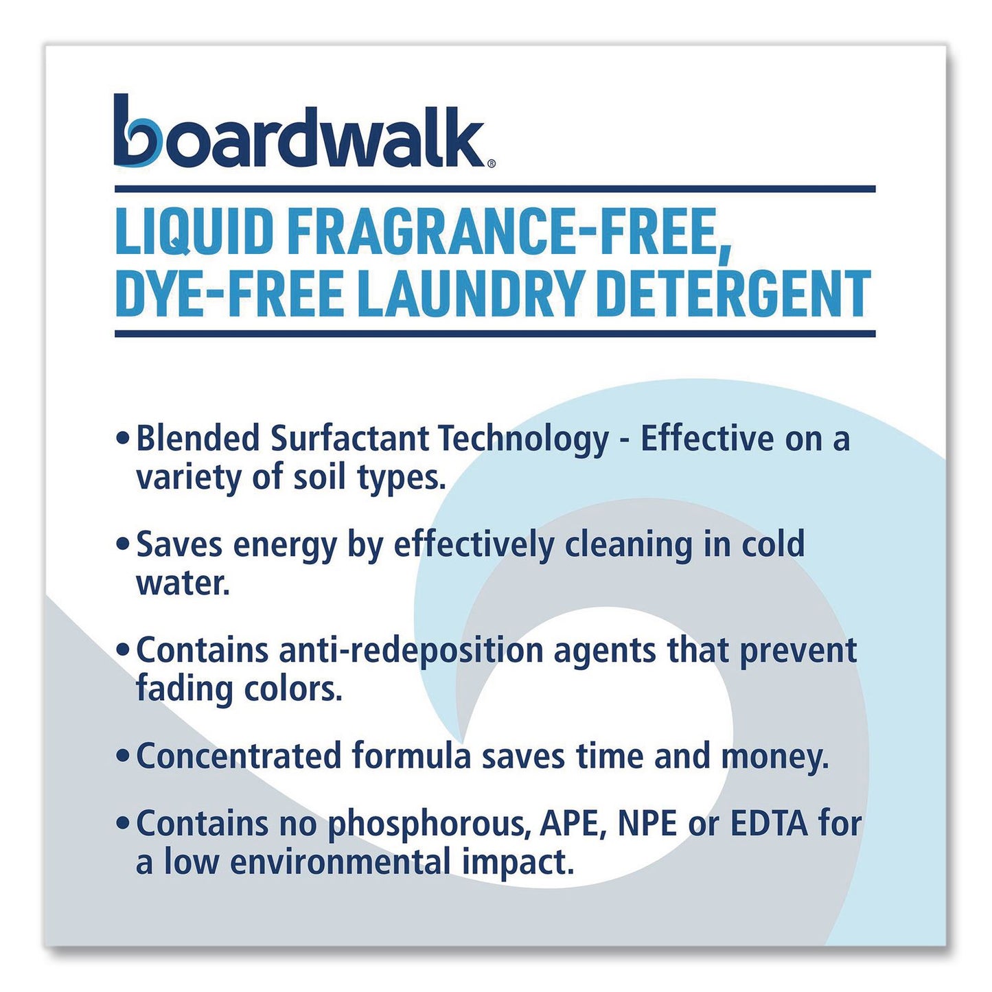 Boardwalk® Liquid Fragrance-Free, Dye-Free Laundry Detergent, Unscented, 1 gal Bottle, 4/Carton (BWK4850)