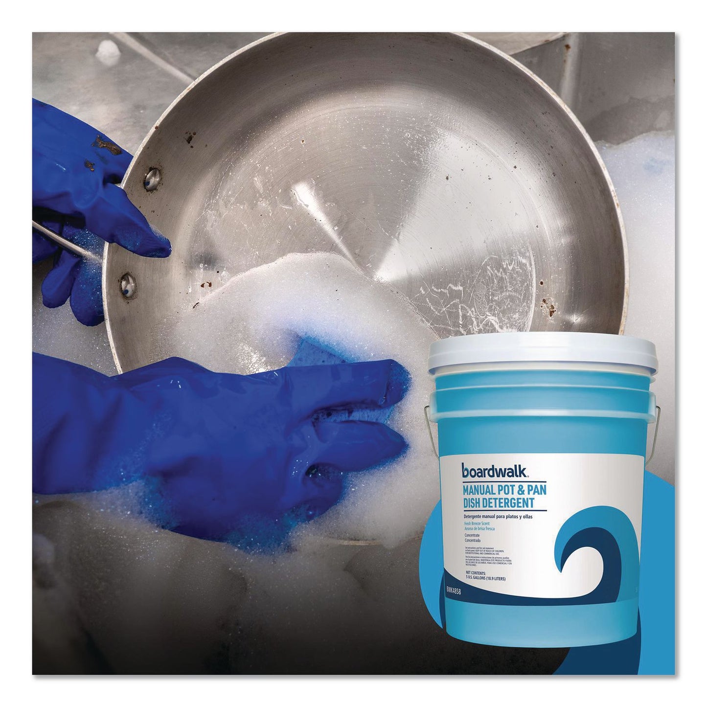Boardwalk® Manual Pot and Pan Dish Detergent, Fresh Breeze Scent, 5 gal Pail (BWK4858)