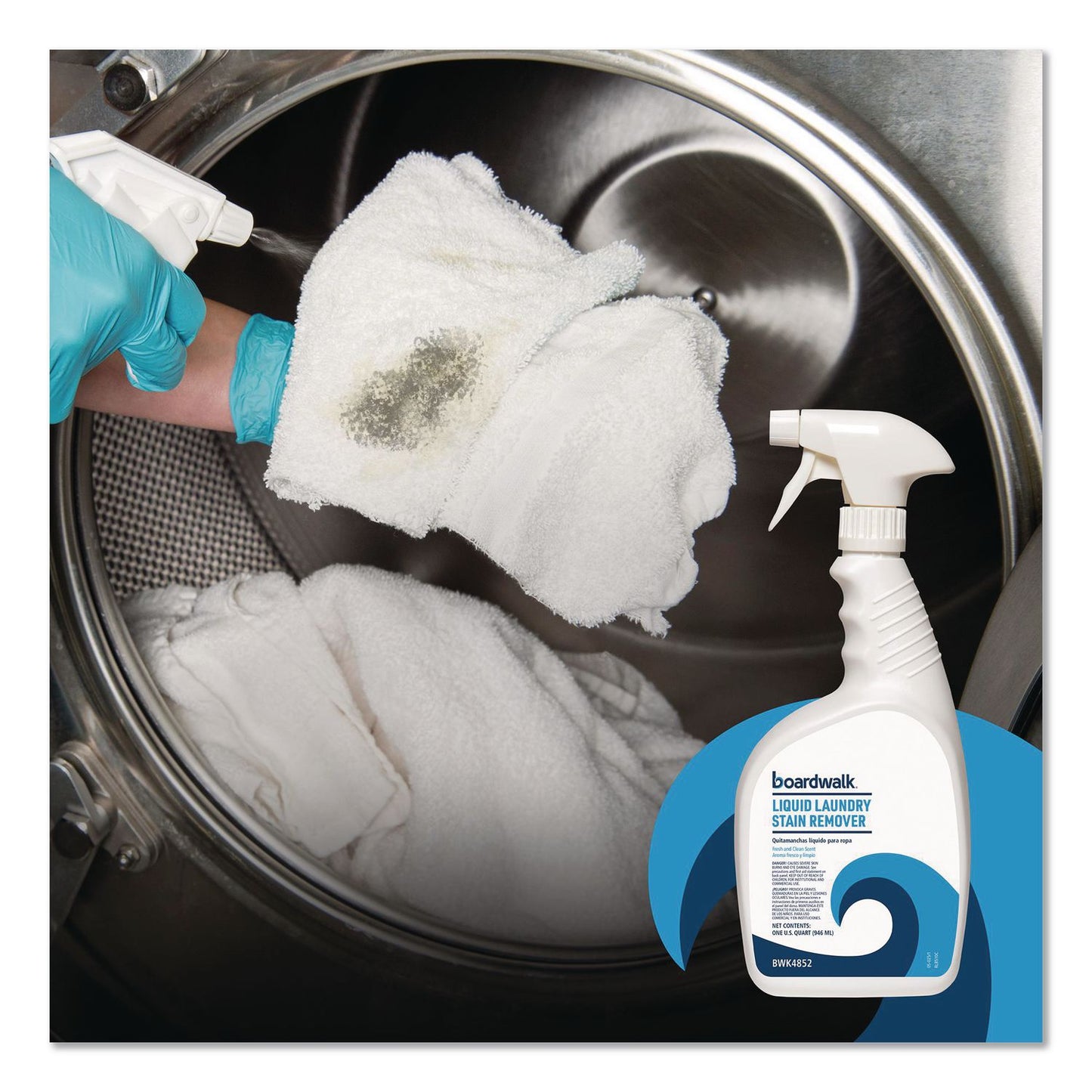 Boardwalk® Liquid Laundry Stain Remover, Fresh and Clean Scent, 32 oz Bottle, 6/Carton (BWK4852)