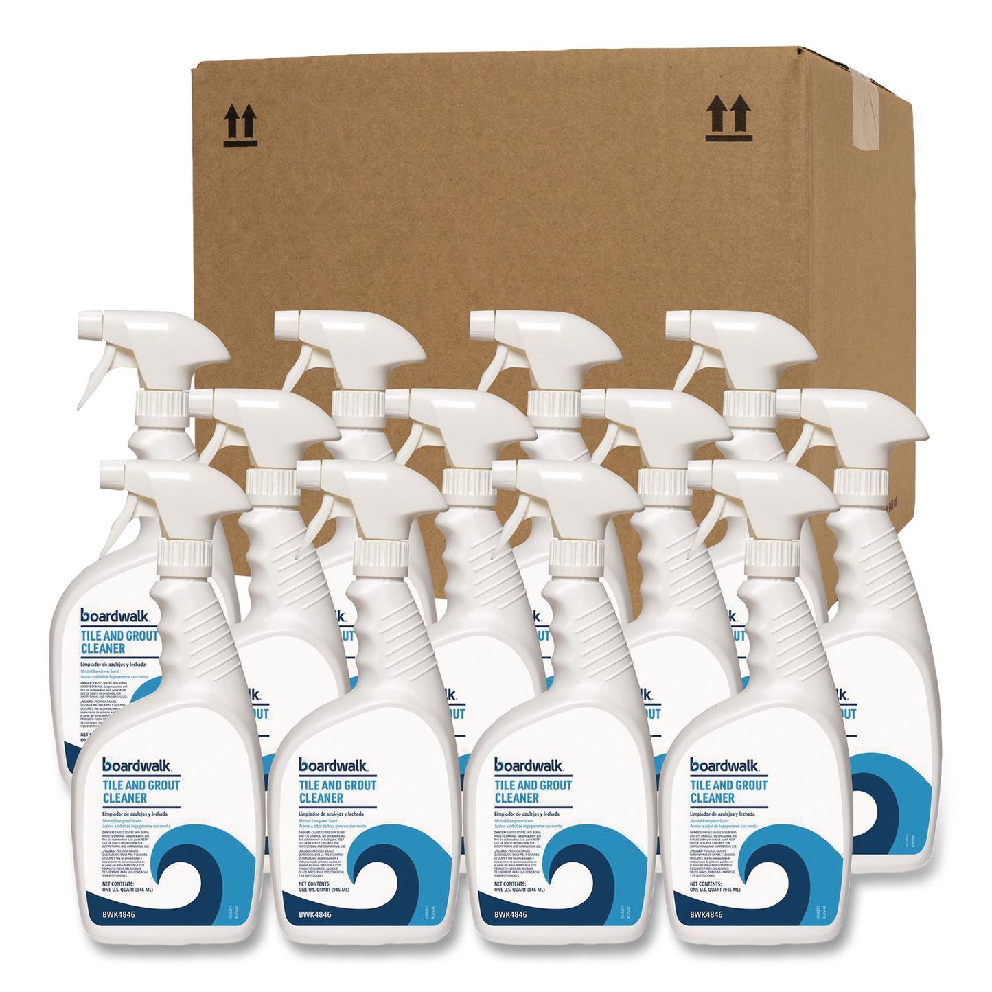 Boardwalk® Tile and Grout Cleaner, Minted Evergreen Scent, 32 oz Bottle, 12/Carton (BWK4846)