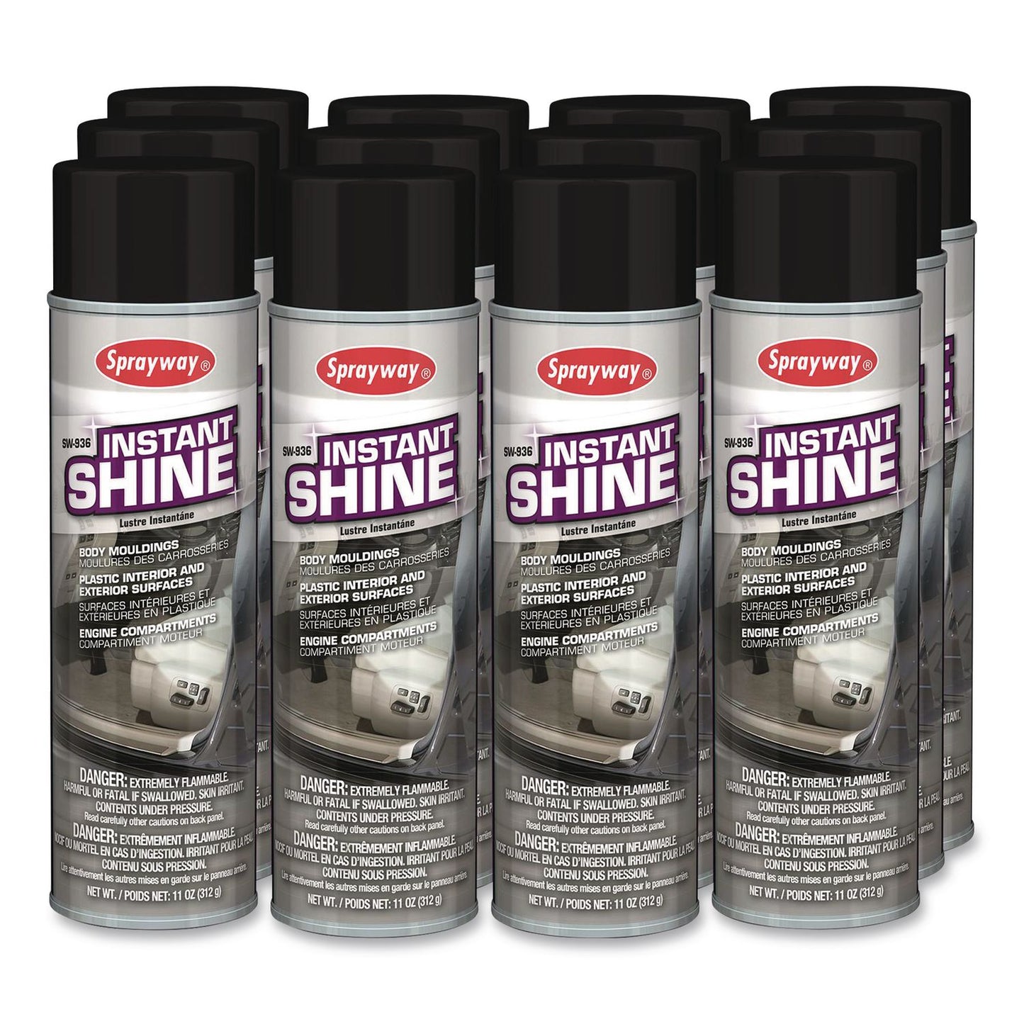 Sprayway® Instant Shine Silicone Spray, 12 oz Aerosol Can, 12/Carton (CGCSW936)