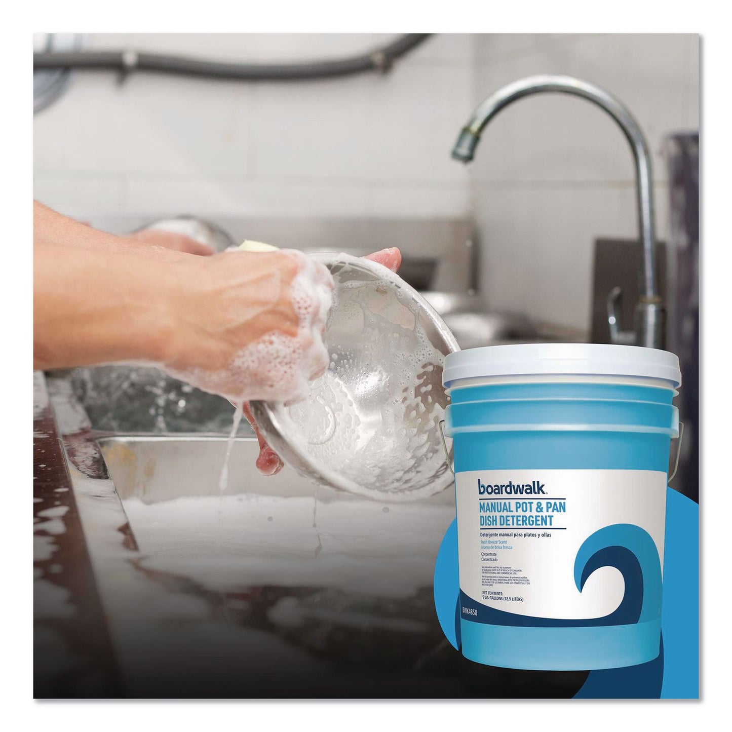Boardwalk® Manual Pot and Pan Dish Detergent, Fresh Breeze Scent, 5 gal Pail (BWK4858)
