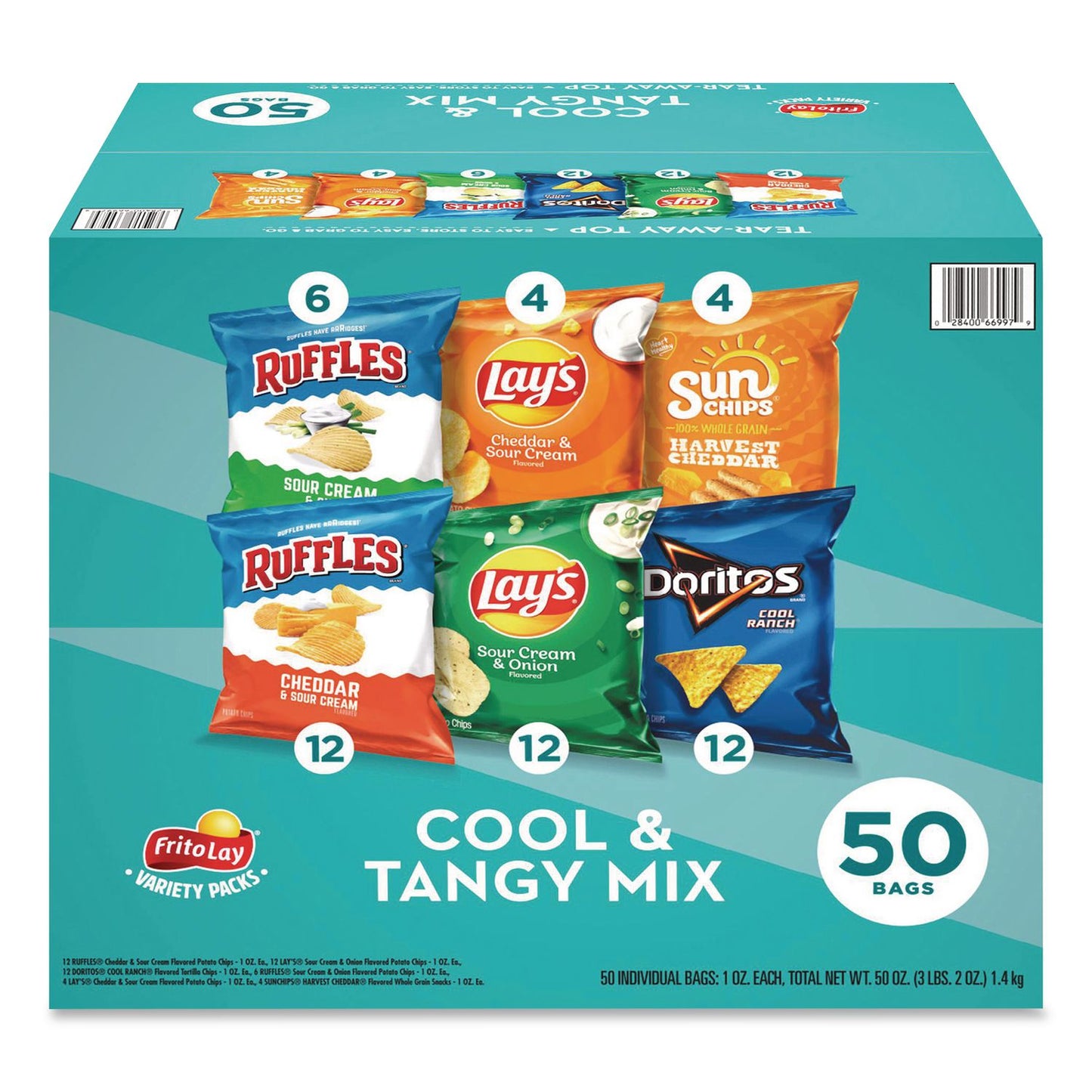 Frito-Lay Cool and Tangy Mix Variety Pack, Assorted Flavors, 1 oz Bags, 50 Bags/Carton (GRR22002669)