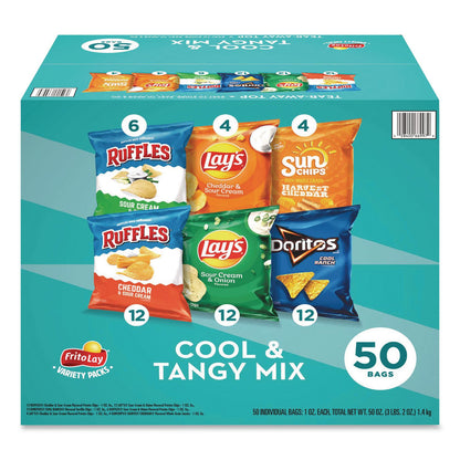 Frito-Lay Cool and Tangy Mix Variety Pack, Assorted Flavors, 1 oz Bags, 50 Bags/Carton (GRR22002669)