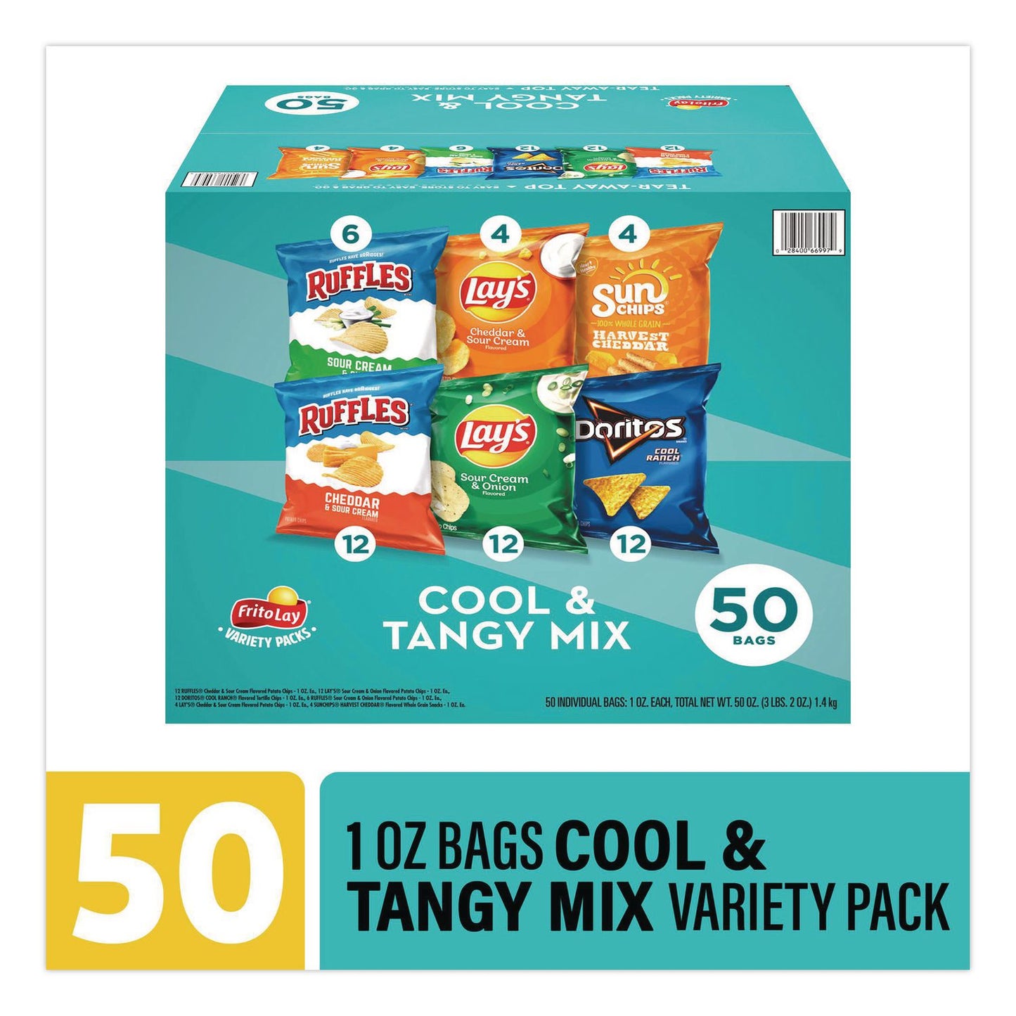 Frito-Lay Cool and Tangy Mix Variety Pack, Assorted Flavors, 1 oz Bags, 50 Bags/Carton (GRR22002669)