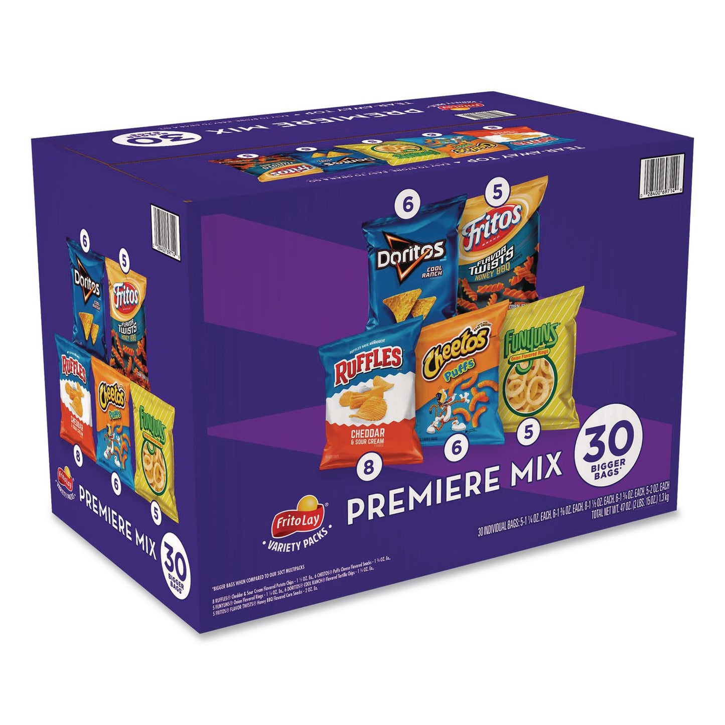 Frito-Lay Premiere Mix Variety Pack, Assorted Flavors, Assorted Sizes, 30 Bags/Carton (GRR22002670)