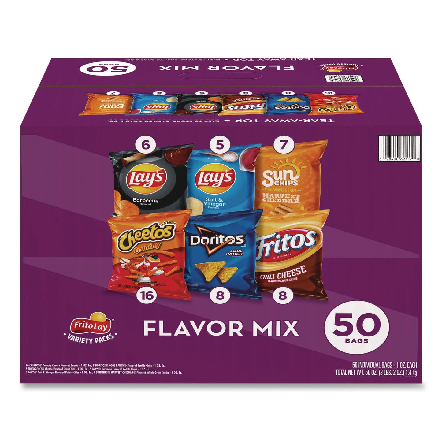 Frito-Lay Flavor Mix Variety Pack, Assorted Flavors, 1 oz Bag, 50 Bags/Carton (GRR22002671)