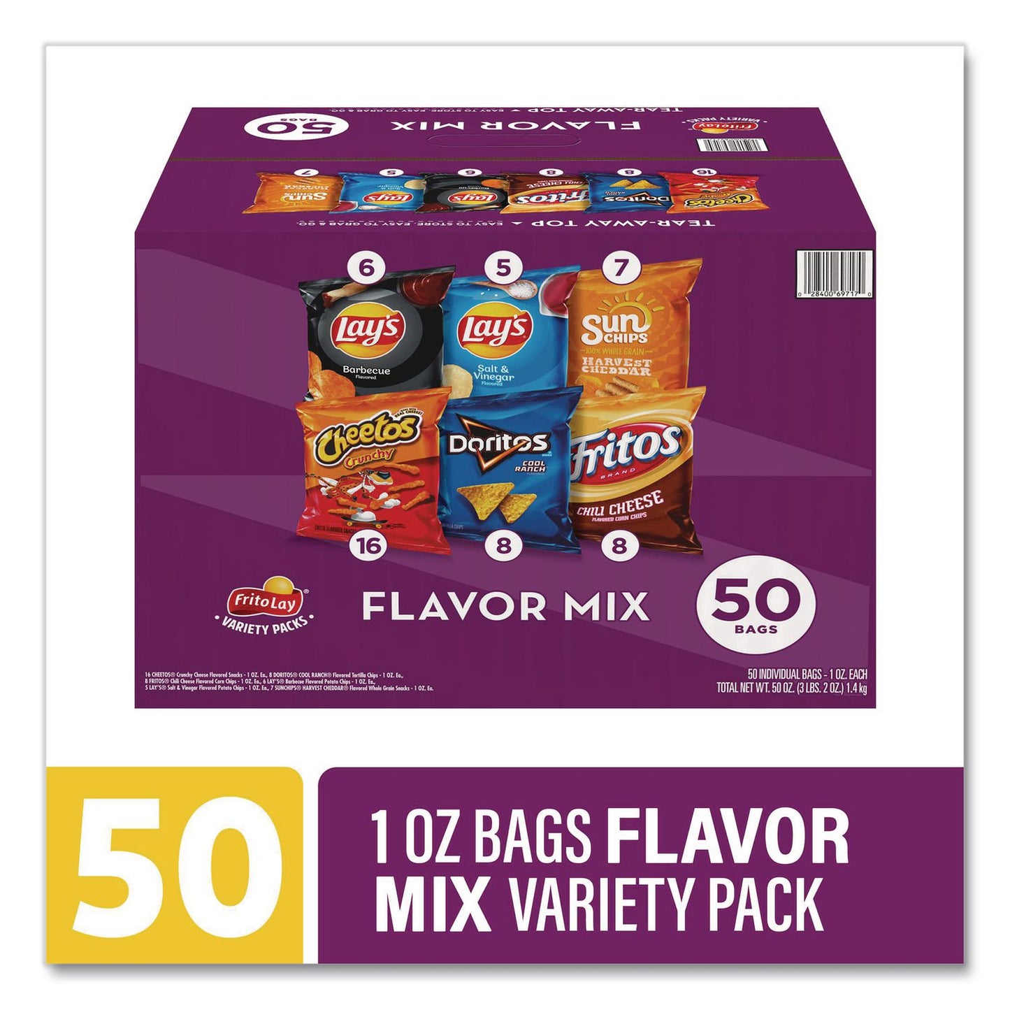 Frito-Lay Flavor Mix Variety Pack, Assorted Flavors, 1 oz Bag, 50 Bags/Carton (GRR22002671)
