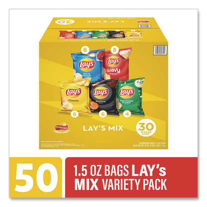 Frito-Lay Potato Chip Variety Mix, Assorted Flavors, 1.5 oz Bag, 30 Bags/Carton (GRR22002672)