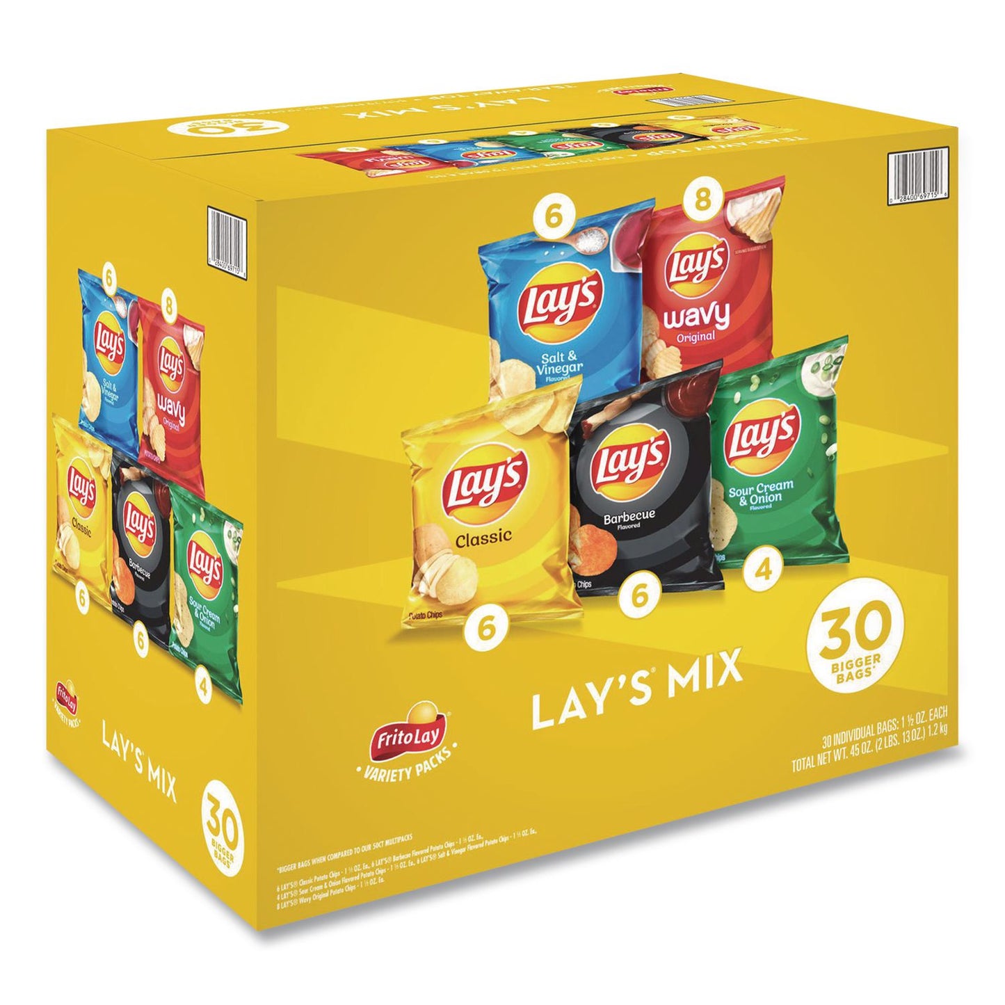 Frito-Lay Potato Chip Variety Mix, Assorted Flavors, 1.5 oz Bag, 30 Bags/Carton (GRR22002672)