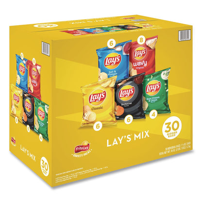 Frito-Lay Potato Chip Variety Mix, Assorted Flavors, 1.5 oz Bag, 30 Bags/Carton (GRR22002672)