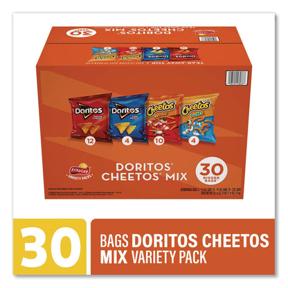 Frito-Lay Doritos and Cheetos Variety Pack, Assorted Flavors, Assorted Sizes, 30 Bags/Carton (GRR22002673)