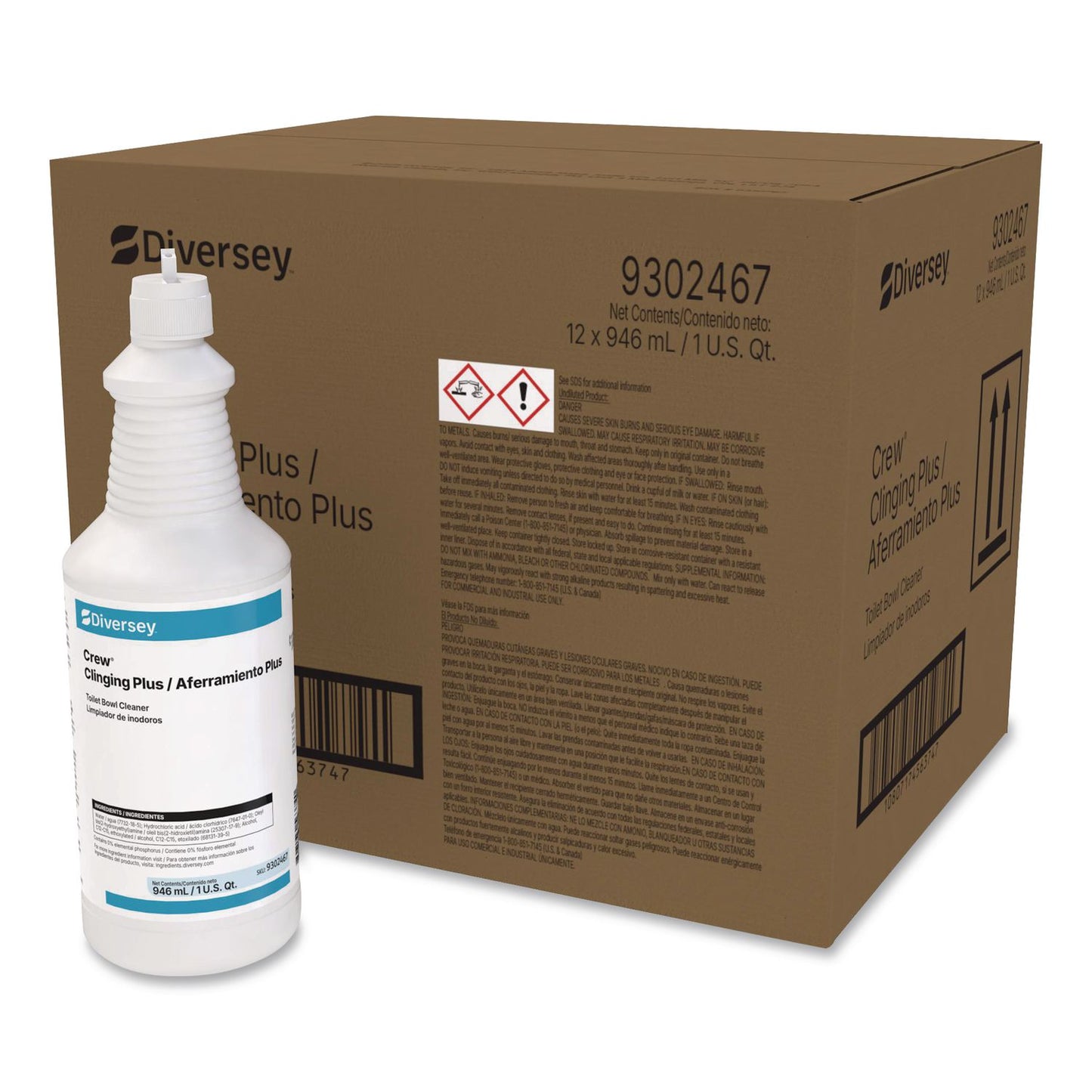 Diversey™ Crew Clinging Plus Toilet Bowl Cleaner, Characteristic Scent, 32 oz Bottle, 12/Carton (DVO9302467)