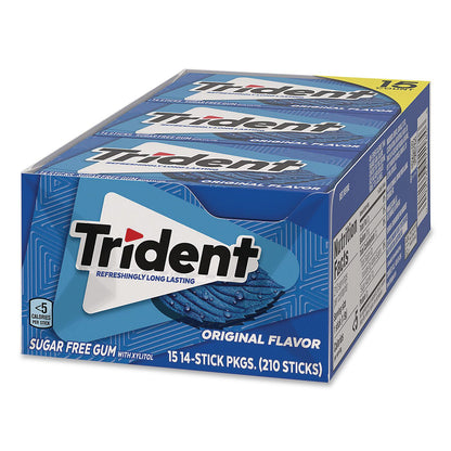 Trident® Sugar-Free Gum, Original Mint, 14 Sticks/Pack, 15 Packs/Carton (GRR22002639)
