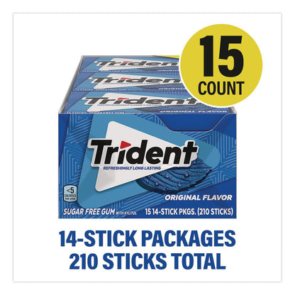 Trident® Sugar-Free Gum, Original Mint, 14 Sticks/Pack, 15 Packs/Carton (GRR22002639)