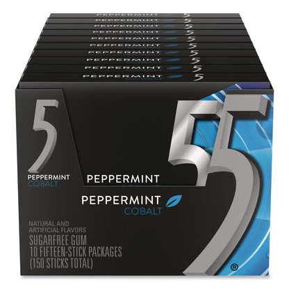Wrigley's® 5 Gum, Peppermint Cobalt, 15 Sticks/Pack, 10 Packs/Carton (GRR22002640)