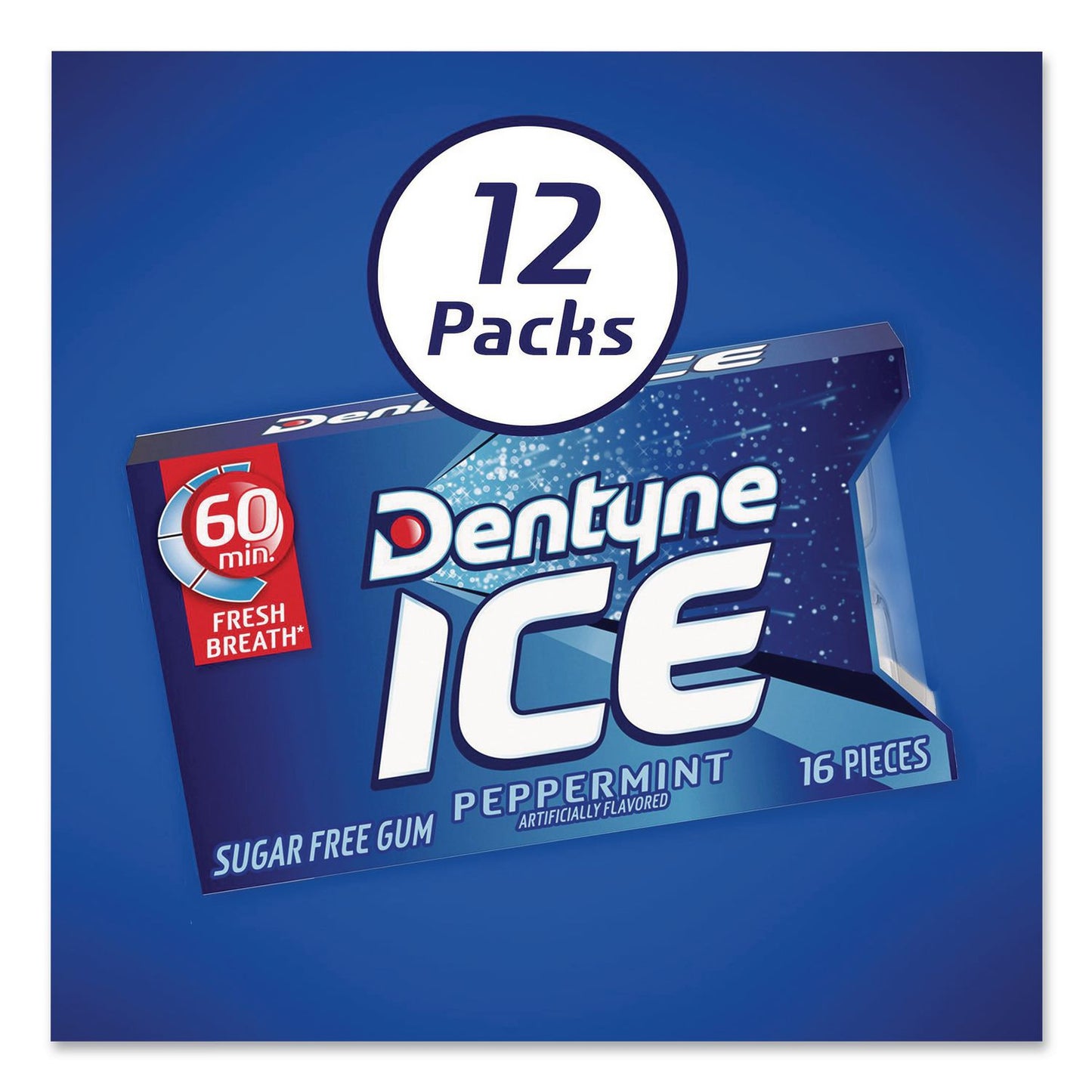 Dentyne Ice® Sugarless Gum, Peppermint Flavor, 16 Pieces/Pack, 12 Packs/Carton (GRR22002647)