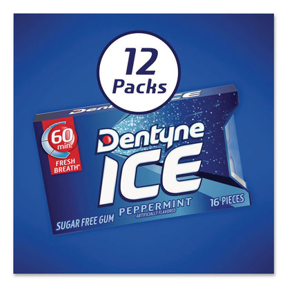 Dentyne Ice® Sugarless Gum, Peppermint Flavor, 16 Pieces/Pack, 12 Packs/Carton (GRR22002647)