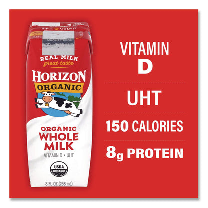 Horizon Organic Shelf-Stable Whole Milk Boxes, 8 oz Box, 18/Carton (GRR22002680)