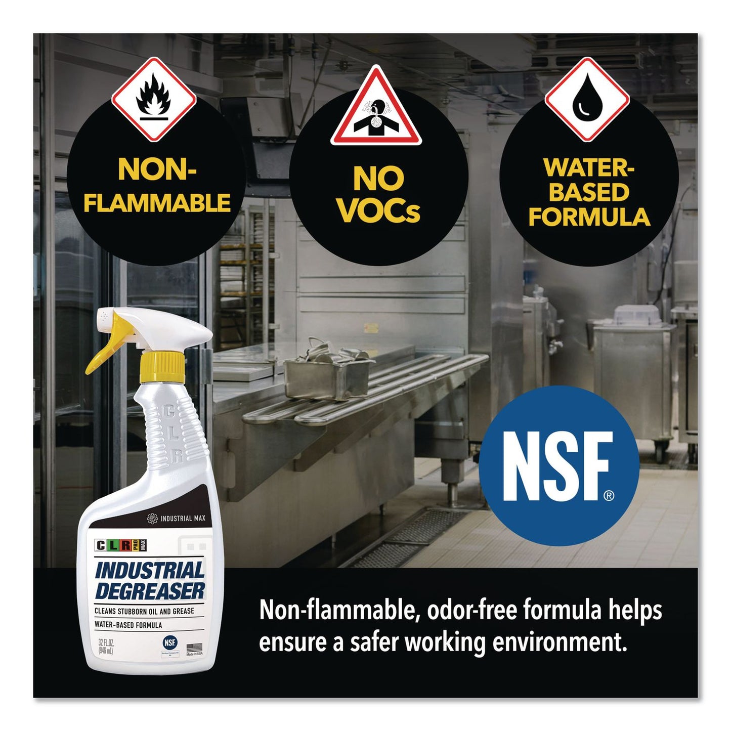 CLR PRO® MAX Industrial Degreaser, 32 oz Spray Bottle, 6/Carton (JELDGR32PROMCT)