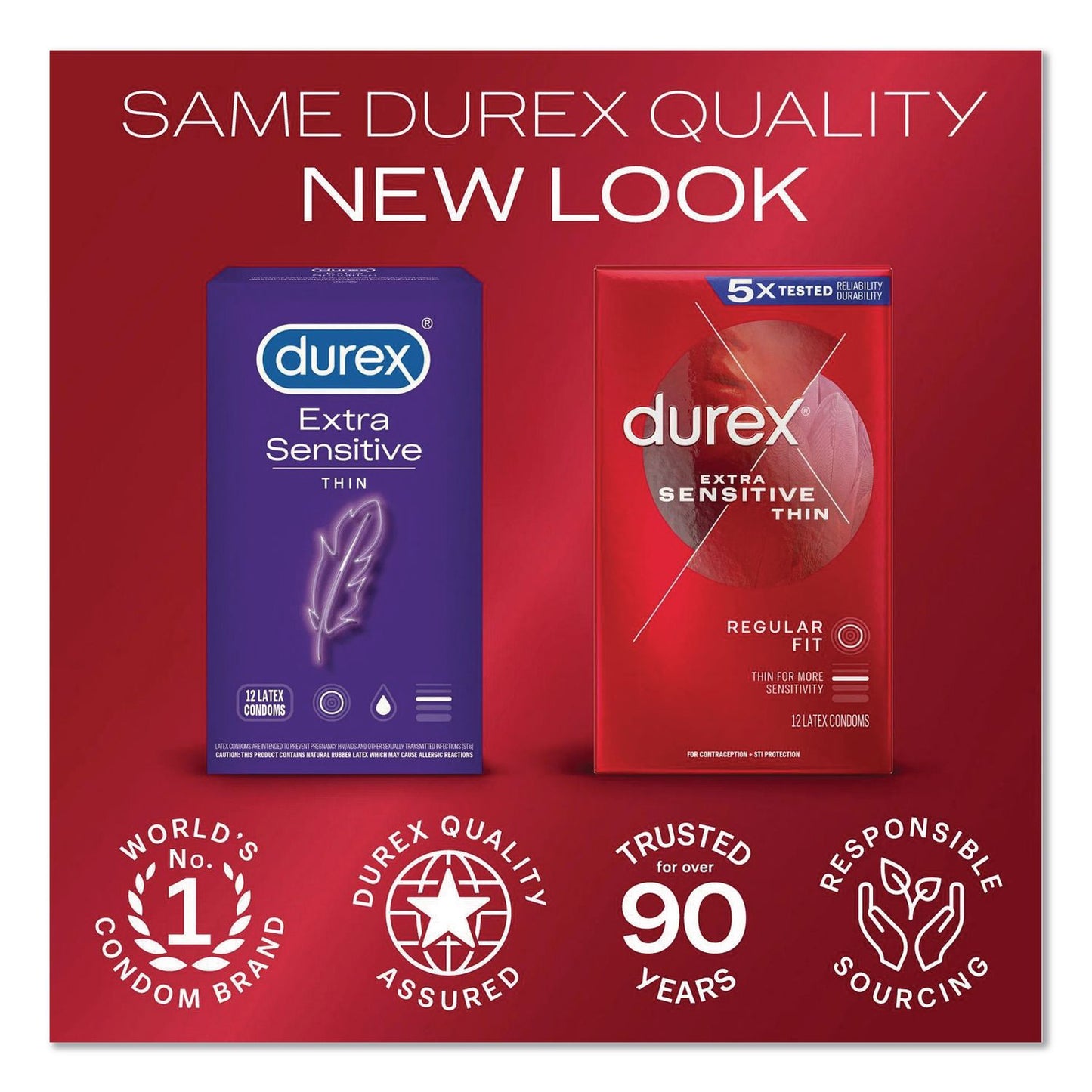 Durex® Extra Sensitive Condoms, Natural, 12/Box, 18 Boxes/Carton (RAC30271CT)