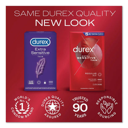 Durex® Extra Sensitive Condoms, Natural, 12/Box, 18 Boxes/Carton (RAC30271CT)