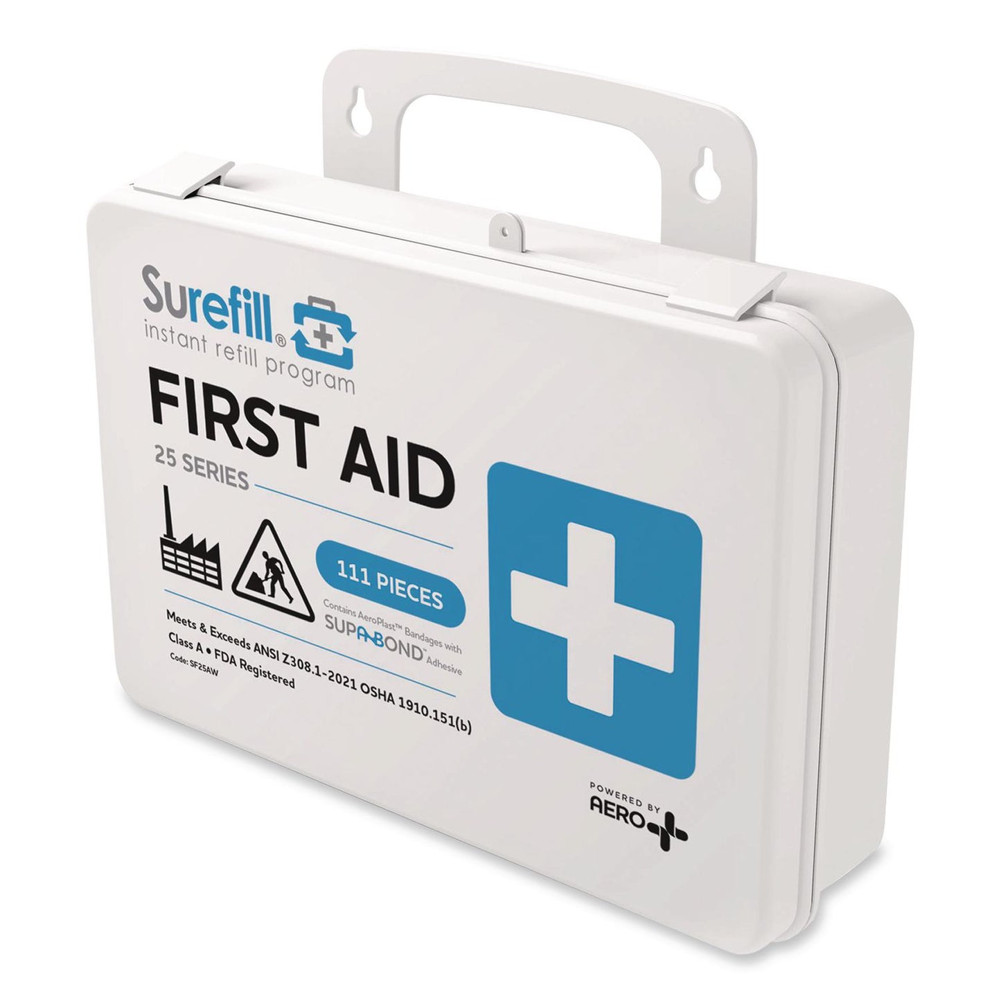 SUREFILL™ 25 ANSI 2021 A+ First Aid Kit, 111 Pieces, Weatherproof Plastic Case (AOHSF25AW)