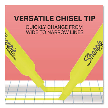 Sharpie® Tank Style Highlighters, Fluorescent Yellow Ink, Chisel Tip, Yellow Barrel, 4/Carton (SAN1770694)