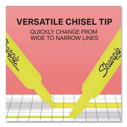 Sharpie® Tank Style Highlighters, Fluorescent Yellow Ink, Chisel Tip, Yellow Barrel, 4/Carton (SAN1770694)