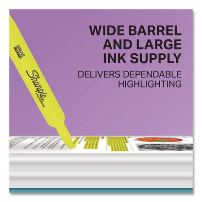 Sharpie® Tank Style Highlighters, Fluorescent Yellow Ink, Chisel Tip, Yellow Barrel, 4/Carton (SAN1770694)