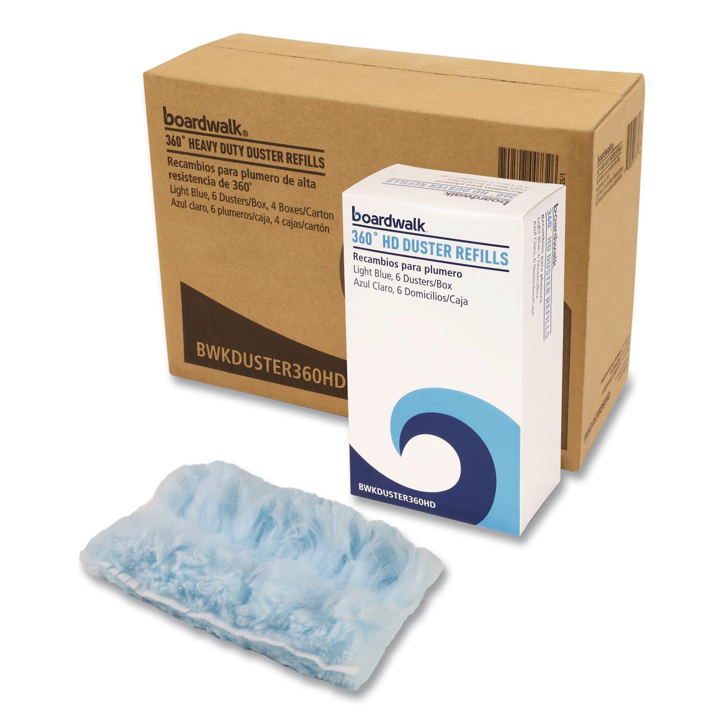 Boardwalk® 360 HD Duster Refills, Soft Fluffy Fibers, Light Blue, 6 Dusters/Box, 4 Boxes/Carton (BWKDUSTER360HD)