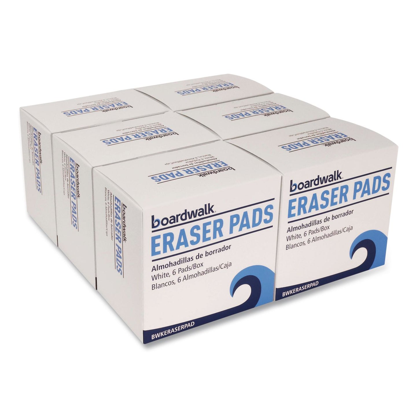 Boardwalk® Eraser Pads, 2.5 x 4.5, 1" Thick, White, 6 Pads/Pack, 6 Packs/Carton (BWKERASERPAD)