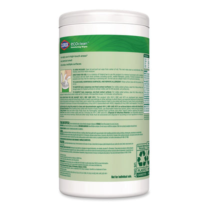 Clorox® CloroxPro EcoClean Disinfecting Wipes, 1-Ply, 7 x 8, Unscented, White, 3/Carton (CLO60787CT)