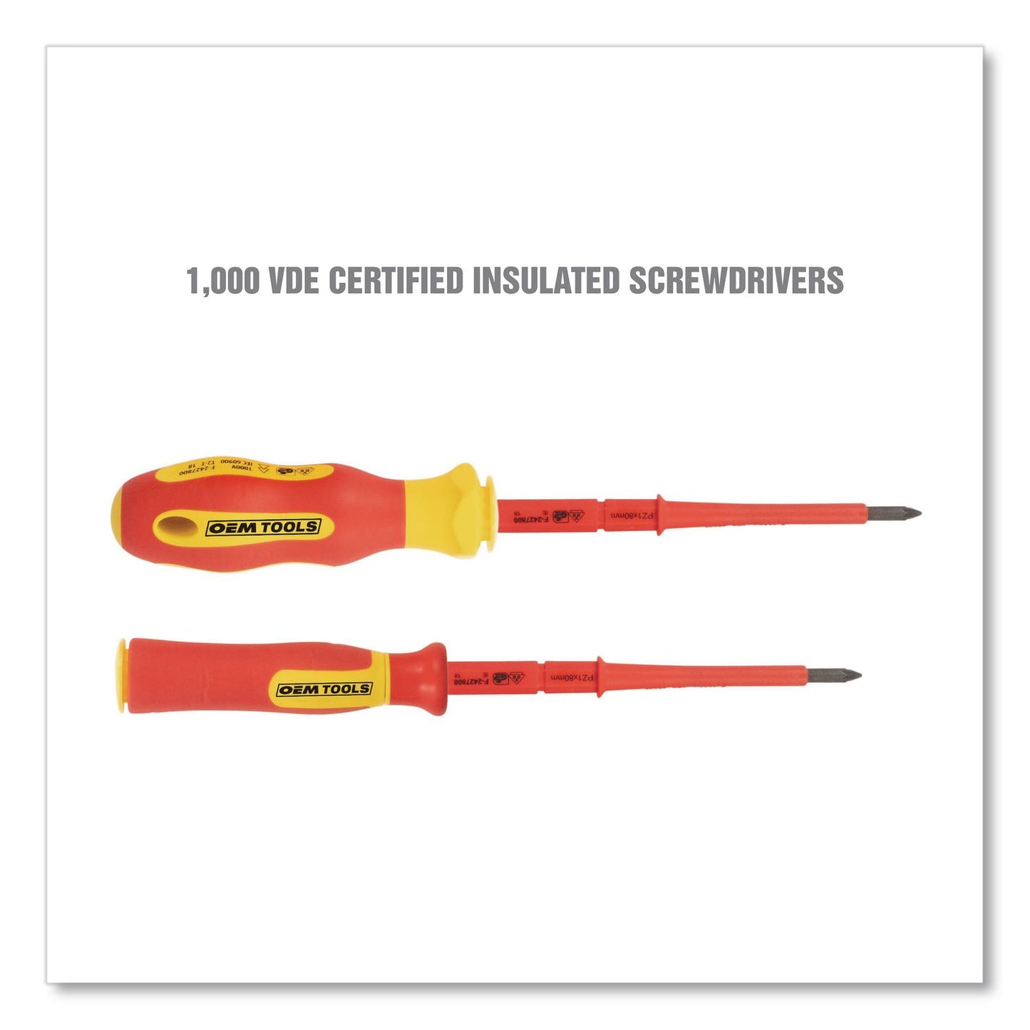 OEMTOOLS® Insulated 10-Piece Interchangeable Bit Screwdriver Set, Metric Phillips and Slotted Blade Bits, Orange/Yellow Handle (GNS22593)