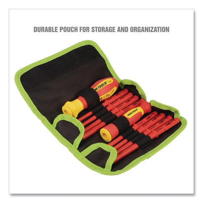 OEMTOOLS® Insulated 10-Piece Interchangeable Bit Screwdriver Set, Metric Phillips and Slotted Blade Bits, Orange/Yellow Handle (GNS22593)