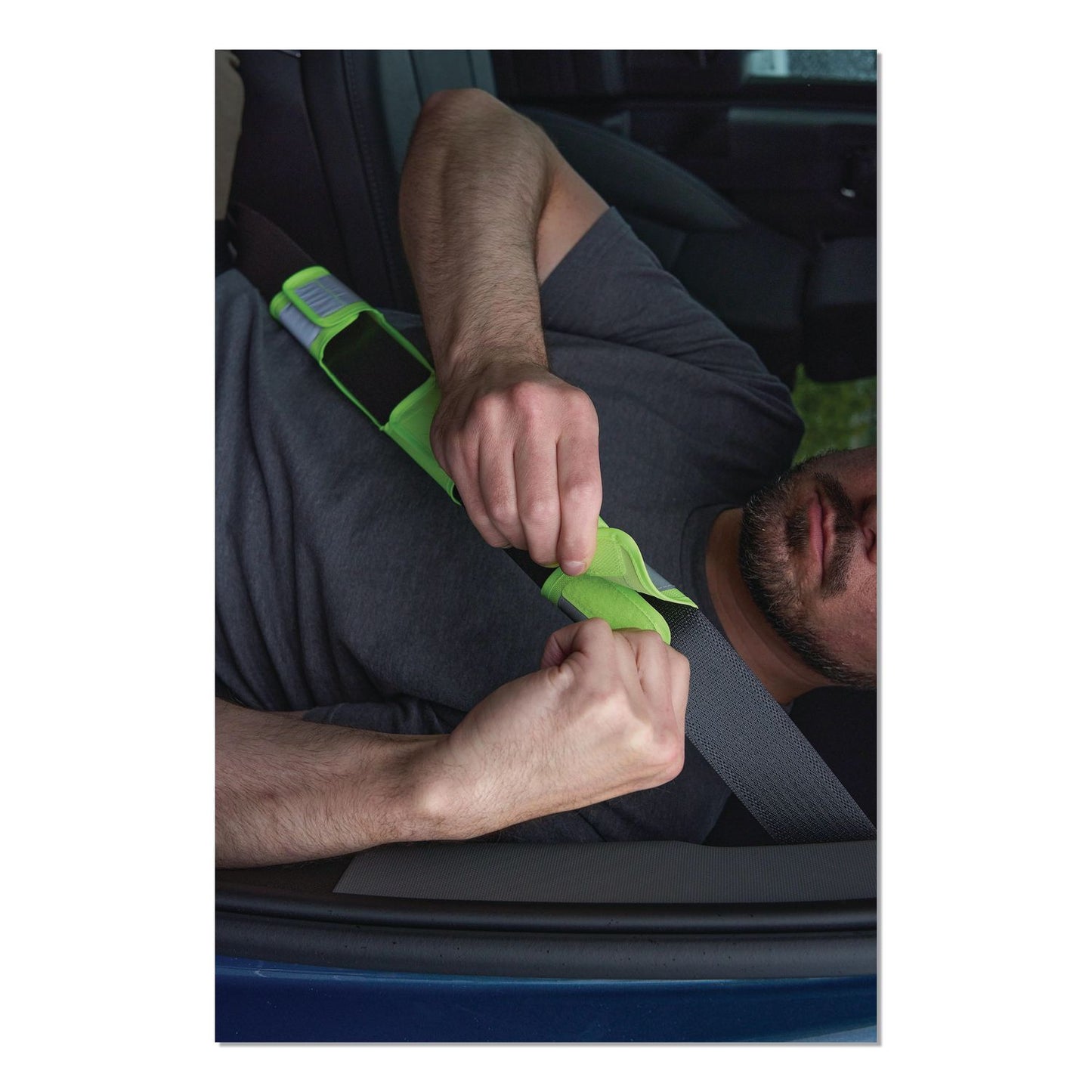 ergodyne® GloWear 8105 Hi-Vis Seat Belt Cover, 2.17" x 16.54", Lime (EGO29034)