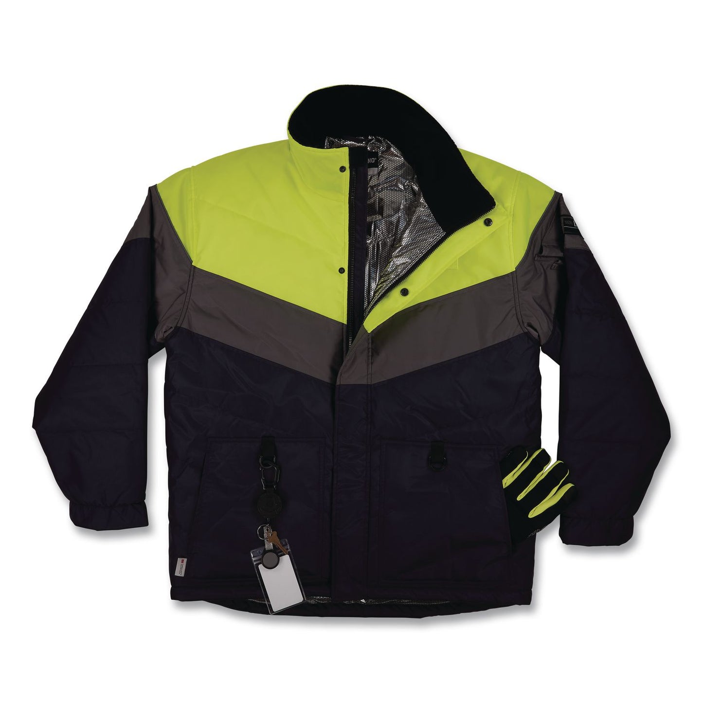 ergodyne® N-Ferno 6464 Insulated Freezer Jacket with AmpliFIRE Heat Reflective Lining, Large, Navy (EGO41134)