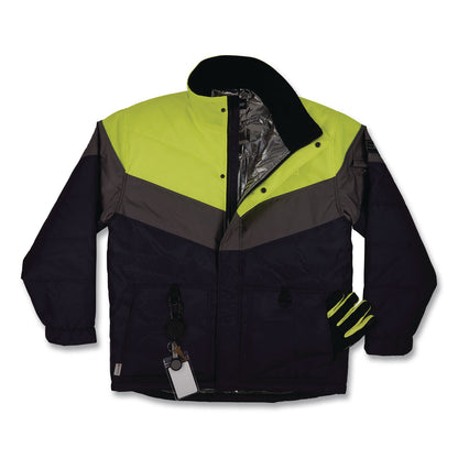 ergodyne® N-Ferno 6464 Insulated Freezer Jacket with AmpliFIRE Heat Reflective Lining, Large, Navy (EGO41134)