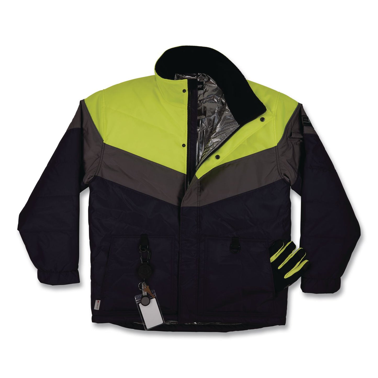 ergodyne® N-Ferno 6464 Insulated Freezer Jacket with AmpliFIRE Heat Reflective Lining, X-Large, Navy (EGO41135)