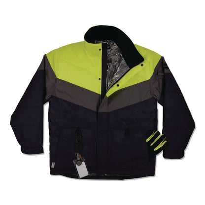 ergodyne® N-Ferno 6464 Insulated Freezer Jacket with AmpliFIRE Heat Reflective Lining, 4X-Large, Navy (EGO41138)