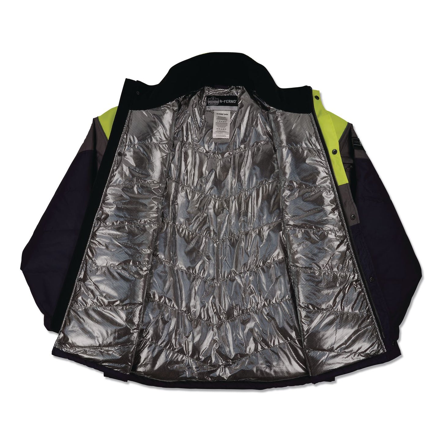 ergodyne® N-Ferno 6464 Insulated Freezer Jacket with AmpliFIRE Heat Reflective Lining, 5X-Large, Navy (EGO41139)