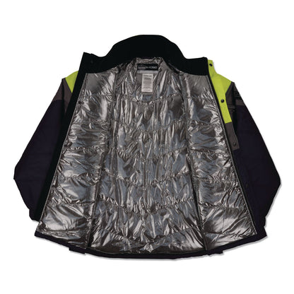 ergodyne® N-Ferno 6464 Insulated Freezer Jacket with AmpliFIRE Heat Reflective Lining, 5X-Large, Navy (EGO41139)