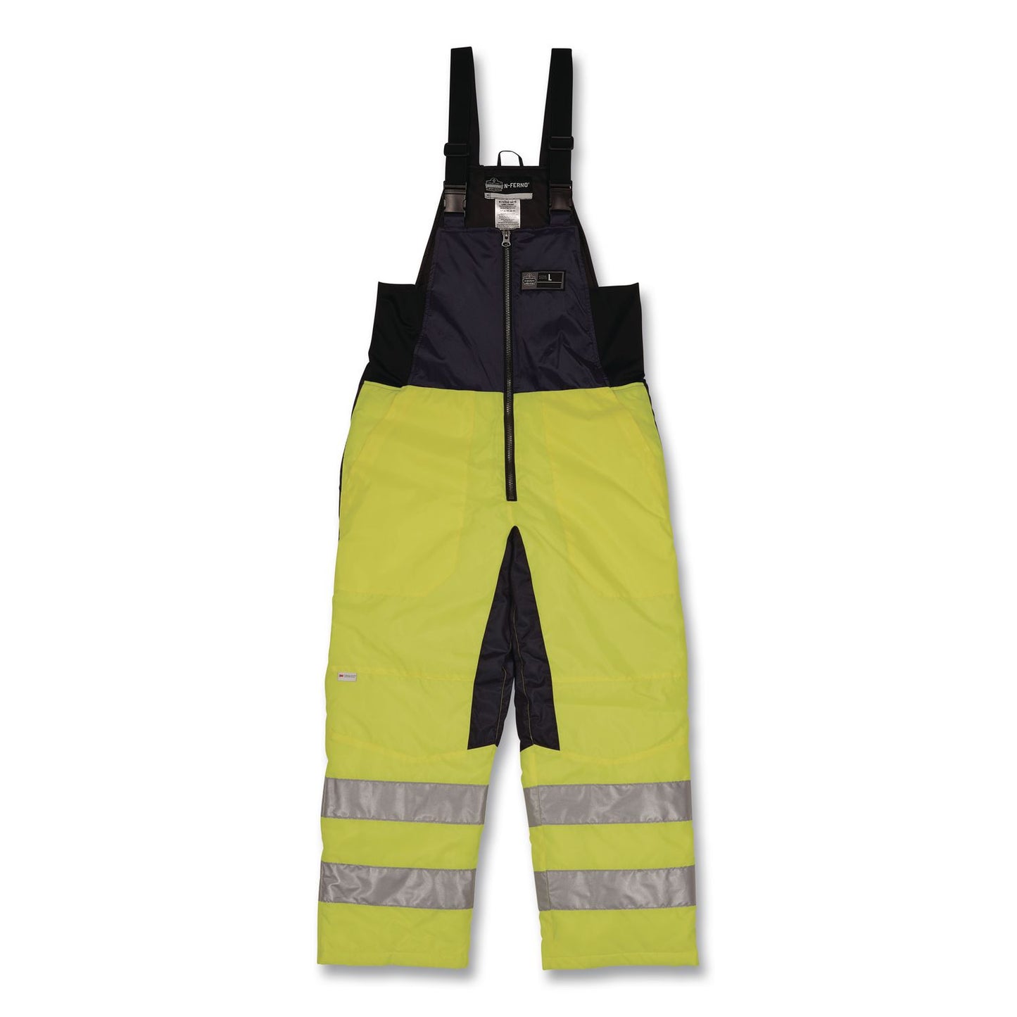 ergodyne® N-Ferno 6479 Hi-Vis Freezer Bib Overalls, Small, Lime (EGO41282)