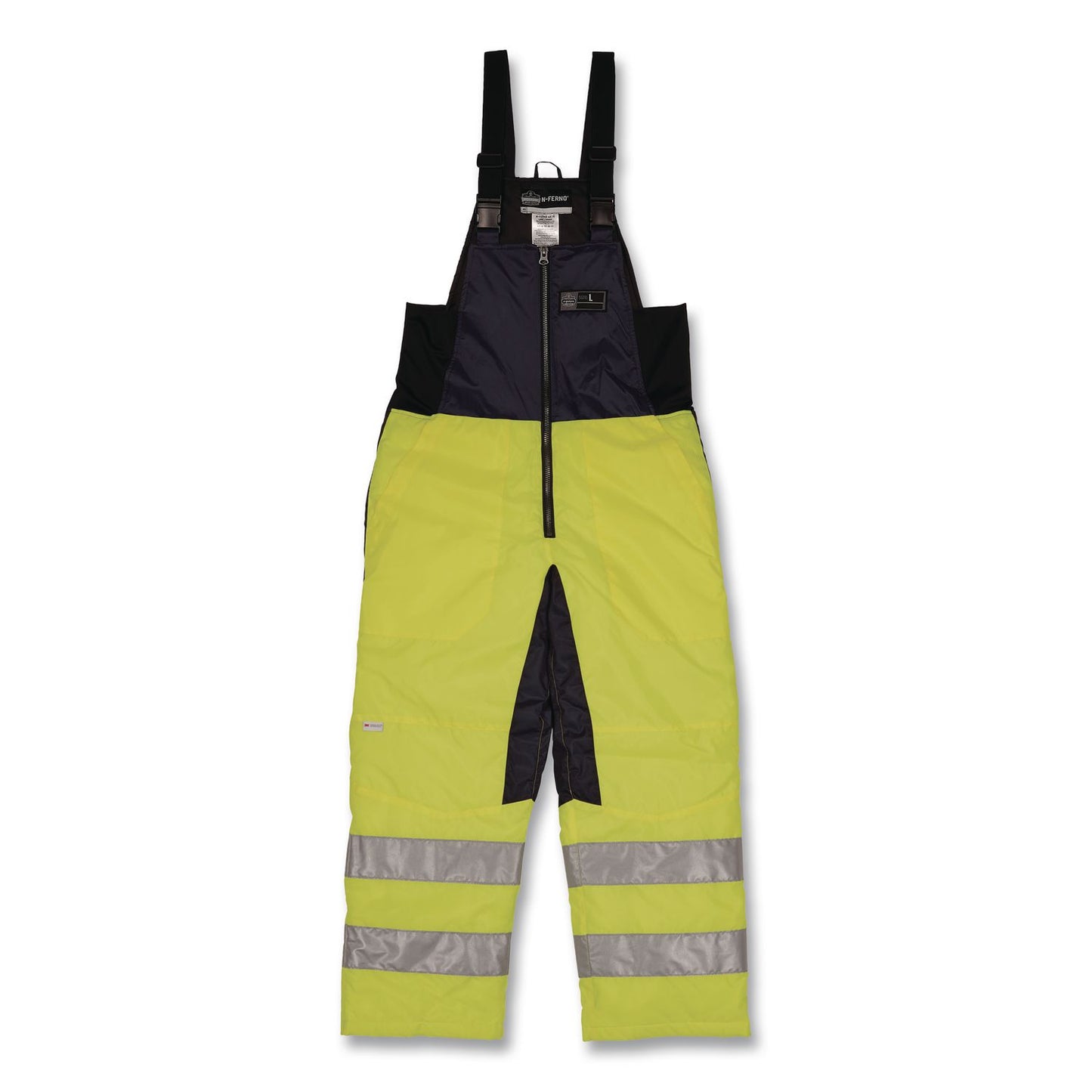 ergodyne® N-Ferno 6479 Hi-Vis Freezer Bib Overalls, Large, Lime (EGO41284)