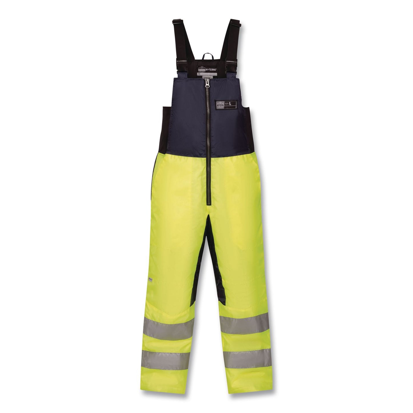 ergodyne® N-Ferno 6479 Hi-Vis Freezer Bib Overalls, 2X-Large, Lime (EGO41286)